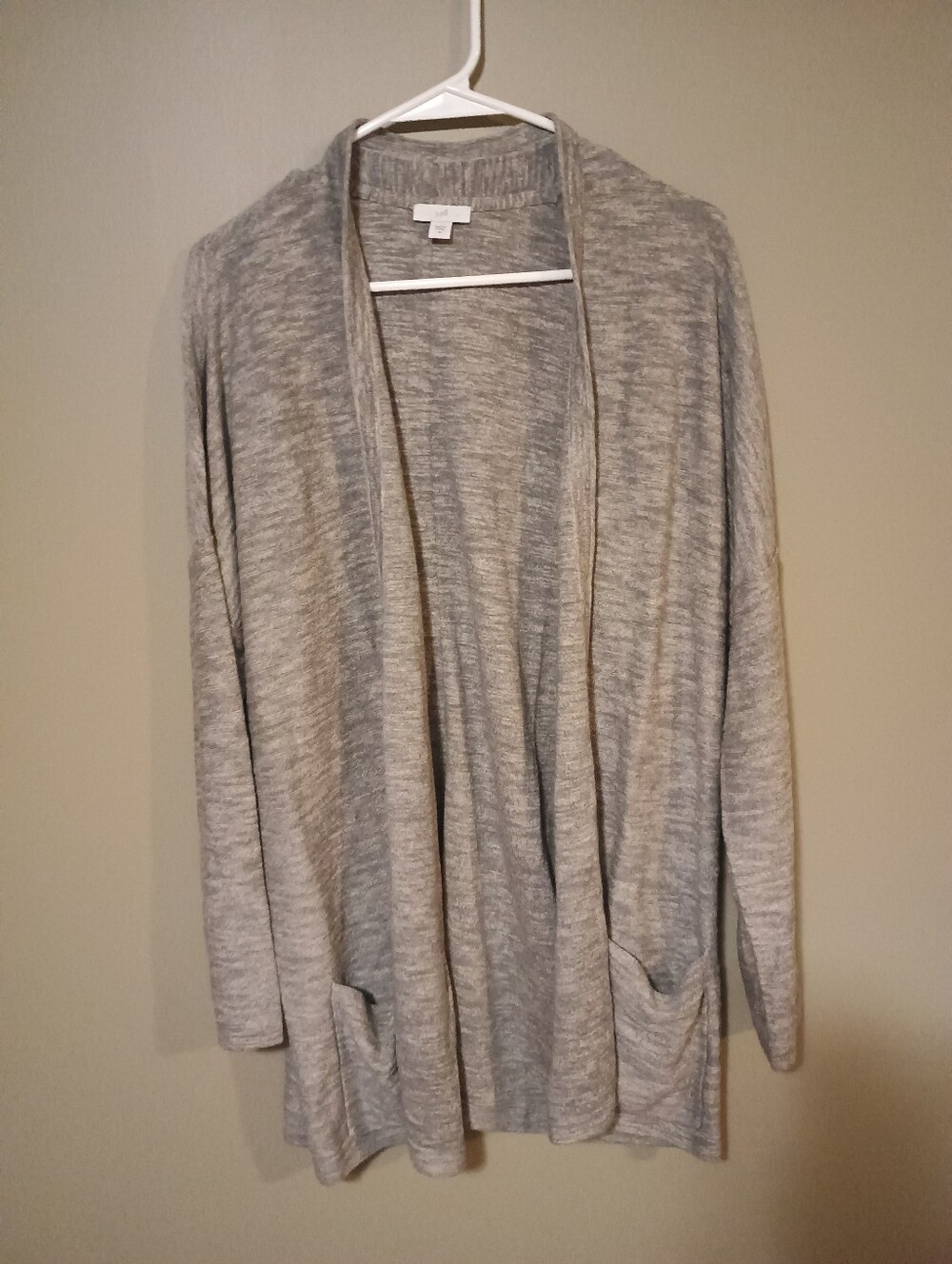 J. Jill Gray Melange Open Front Pocket Cardigan Sweater